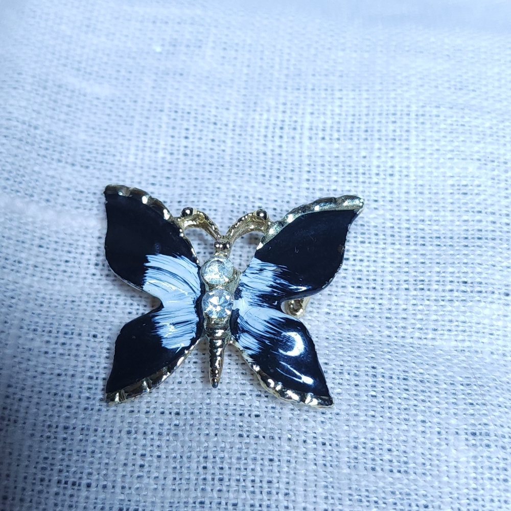 Vintage Enamel Butterfly Brooch 1"